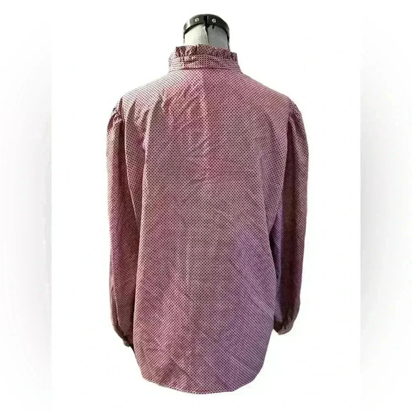 Vintage ALLYSON HOLLEY Top/Blouse Mauve BUTTON UP Silky RUFFLES XL - Picture 2 of 9